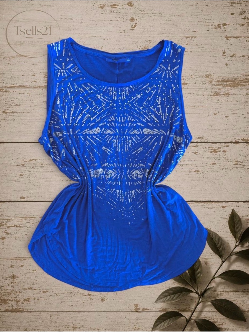 Apt. 9 Royal Blue Studded Geometric Tank Top - Size L